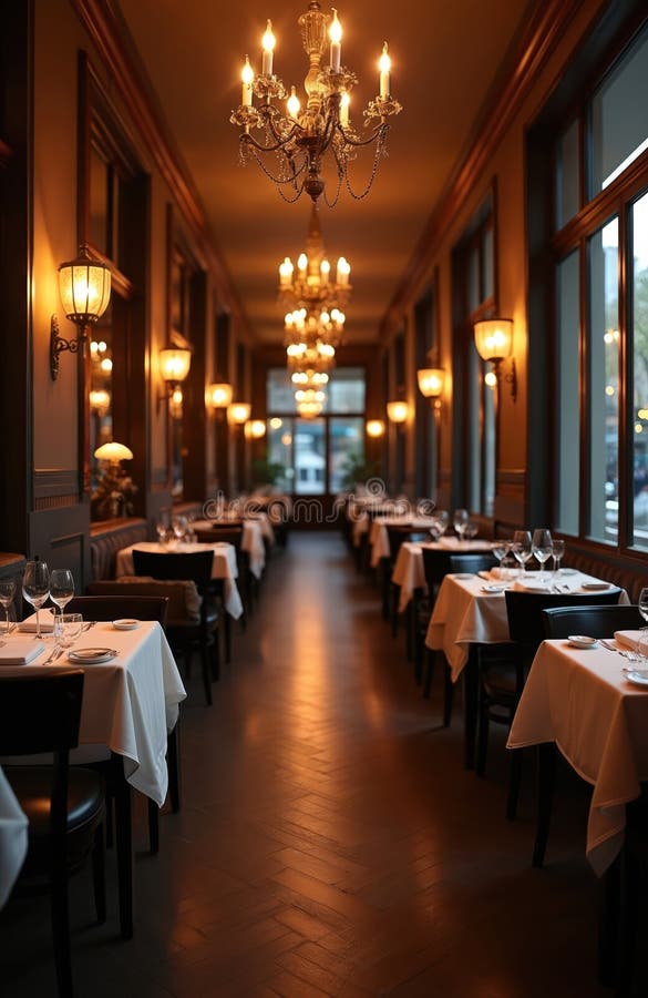 Salle de Bella Luna la nuit, bougies et lumiere tamisee